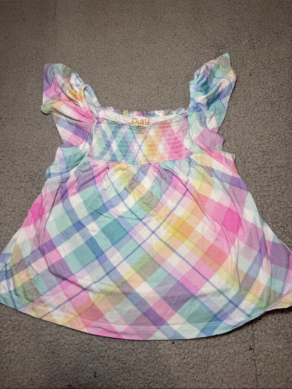 Little Sleepies Pastel Plaid Ruffle-Shoulder Tank Top